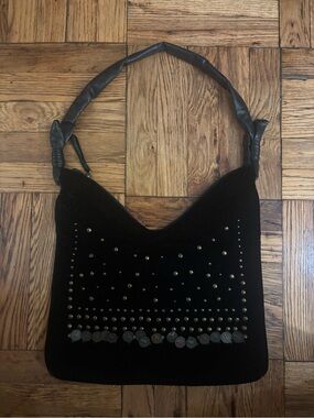black velvet hobo shoulder bag